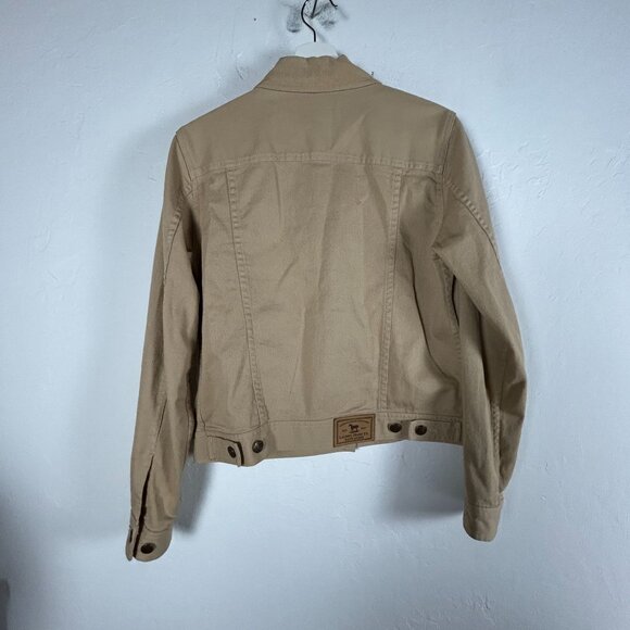 Lauren Jeans Co. Ralph Lauren Womens Tan Denim Crop Jacket Small Pockets Casual - Picture 2 of 11